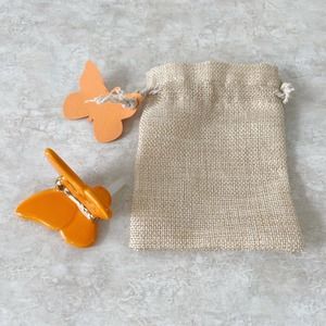 Nora Fleming ORANGE BUTTERFLY A211 Retired w/ Burlap Pouch